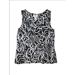 Women's Talbots Tank Top Size 14 Black and White Leaf Print